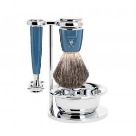 Set barbierit cu aparat de ras clasic si pamatuf Pure Badger cu par de bursuc Muehle S 81 M 228 SSR